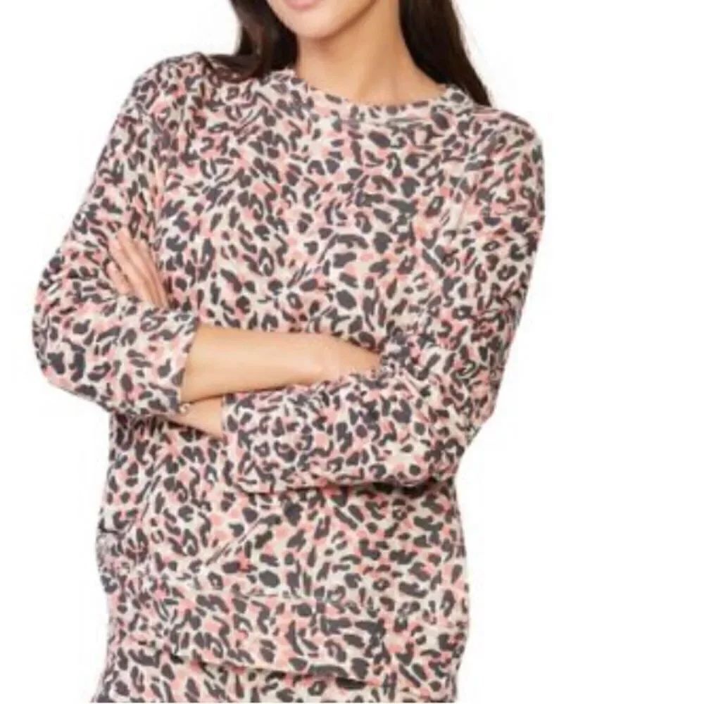 MONROW Animal Print Boyfriend Sweatshirt TOP Medium New with tags